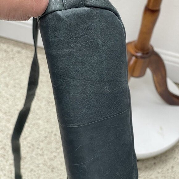 Great American Leatherworks Crossbody Purse Shoulder Bag Leather Dark Gray Green - Picture 10 of 12